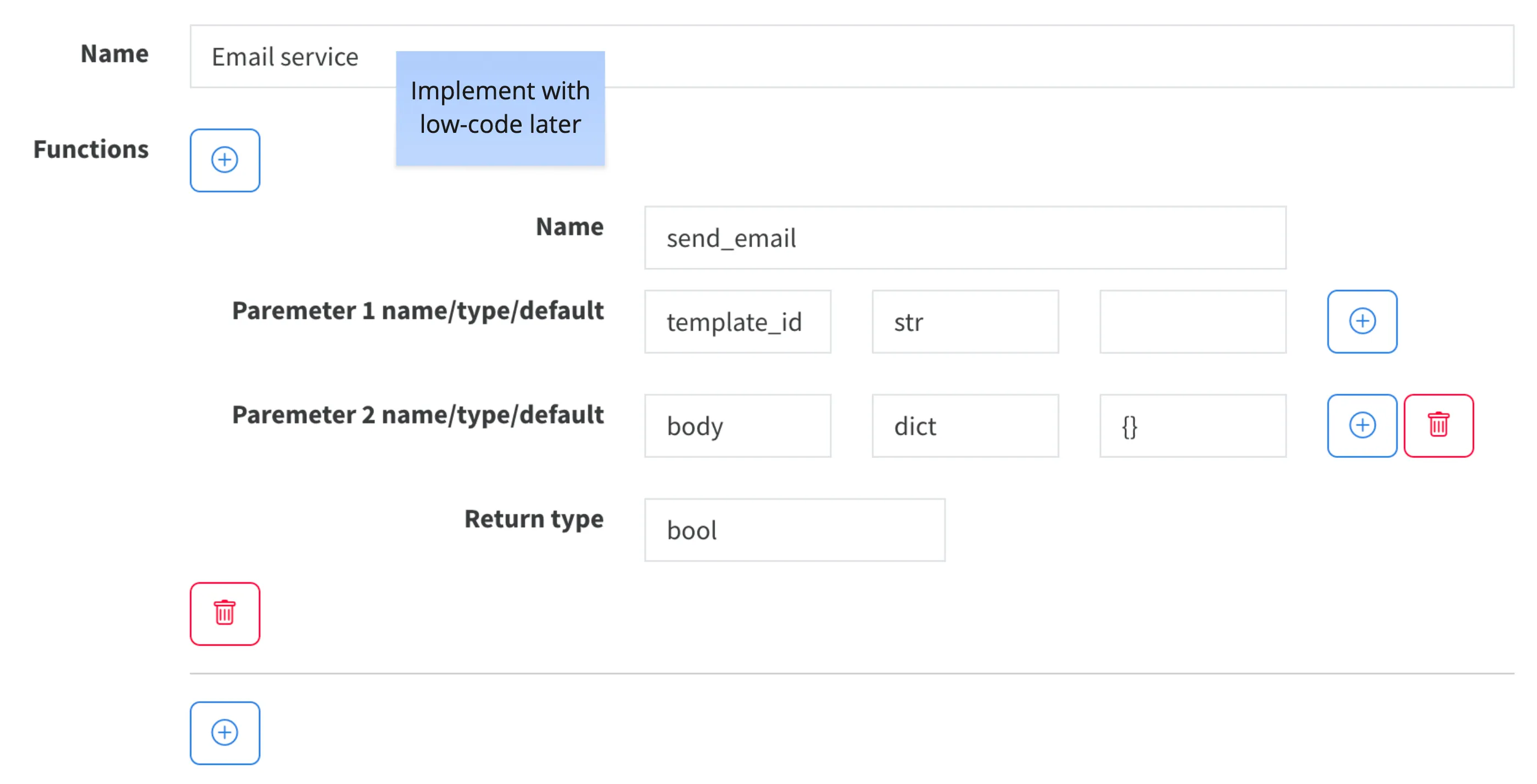 Fractal Studio service definition showing function parameters and return types